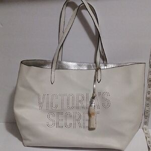 Victoria's Secret Silver and Cream Tote Bag
